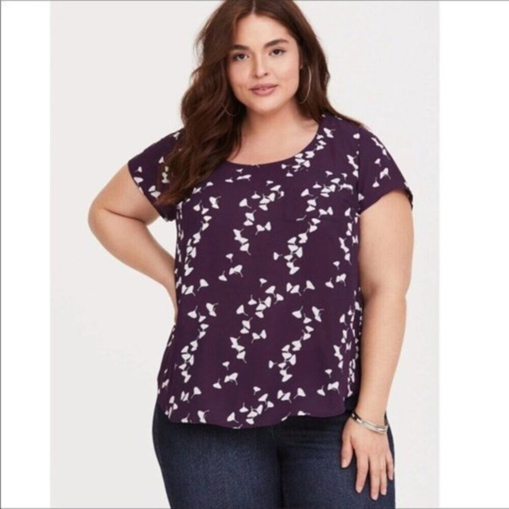 Torrid Purple Gingko Button Back Blouse Size 3X